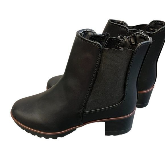 NWOT ANNE KLEIN Black Akariella Side Zip Lug Sole Boot (10) - Picture 9 of 10